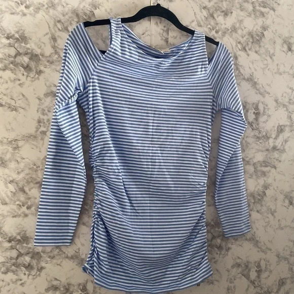 NWOT | Michael Kors | Cold Shoulder | Blue & White Stripe | Long Sleeve Top | S… - Picture 2 of 14